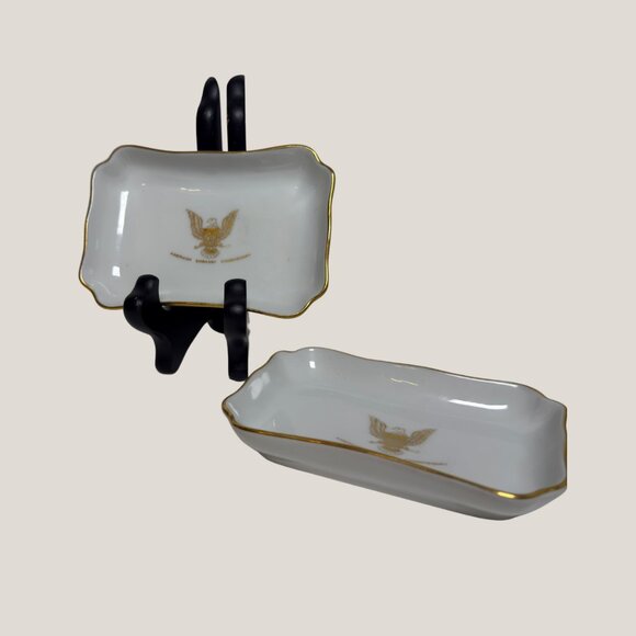 Two Vintage Limoges American Embassy Commissary Ashtrays - Picture 4 of 4